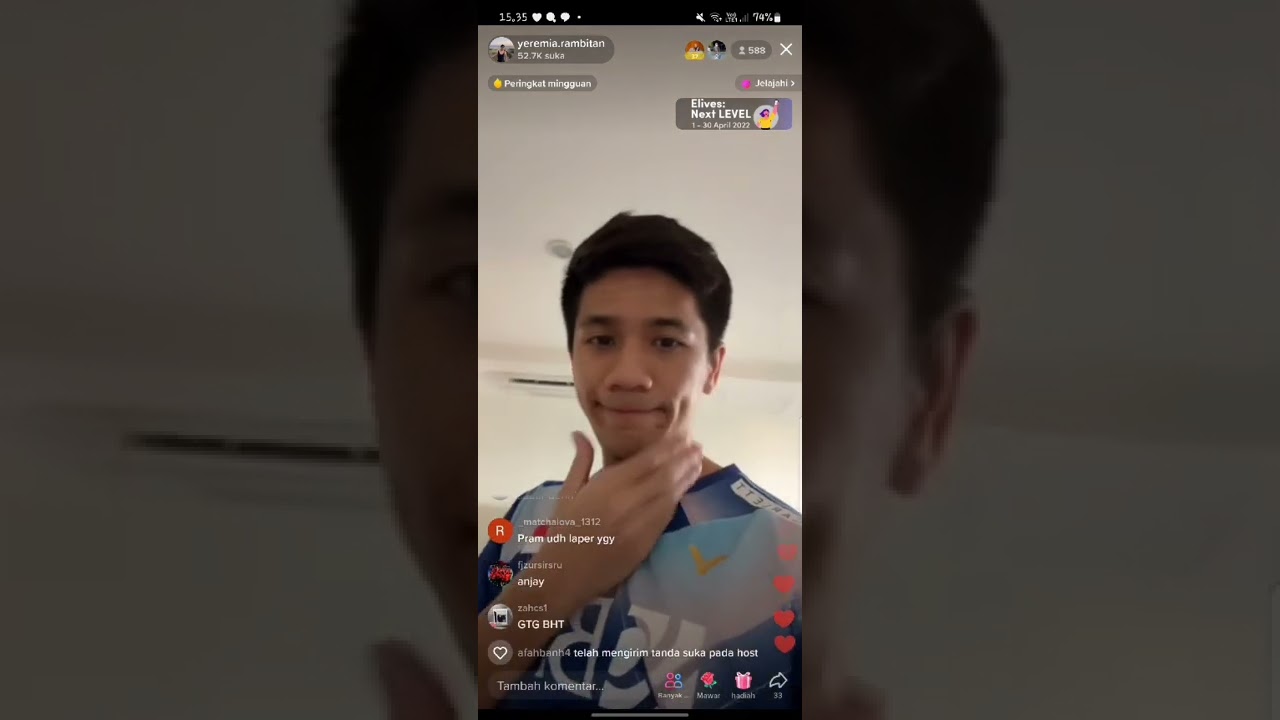 Live Tiktok Yeremia Rambitan 09/04/2022.
