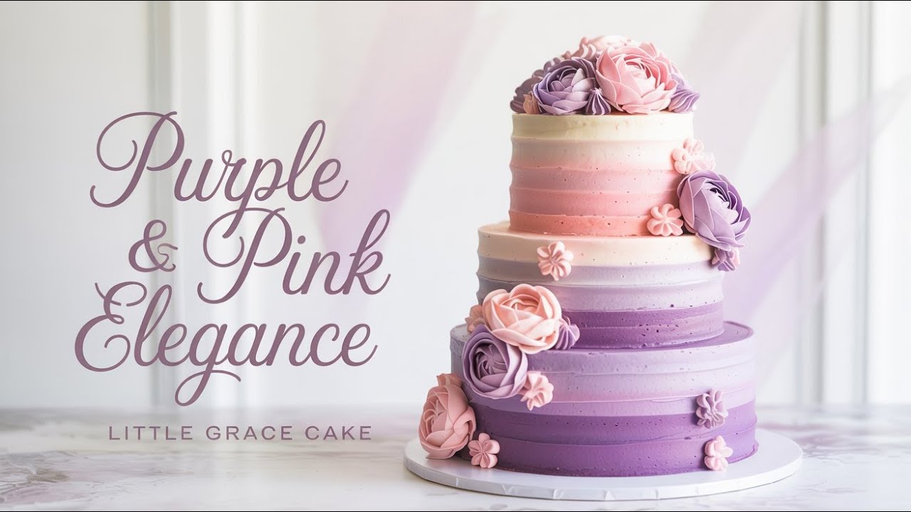 Purple and Pink Elegance &ndash; 3 Layer Anniversary & Wedding Cake Design
