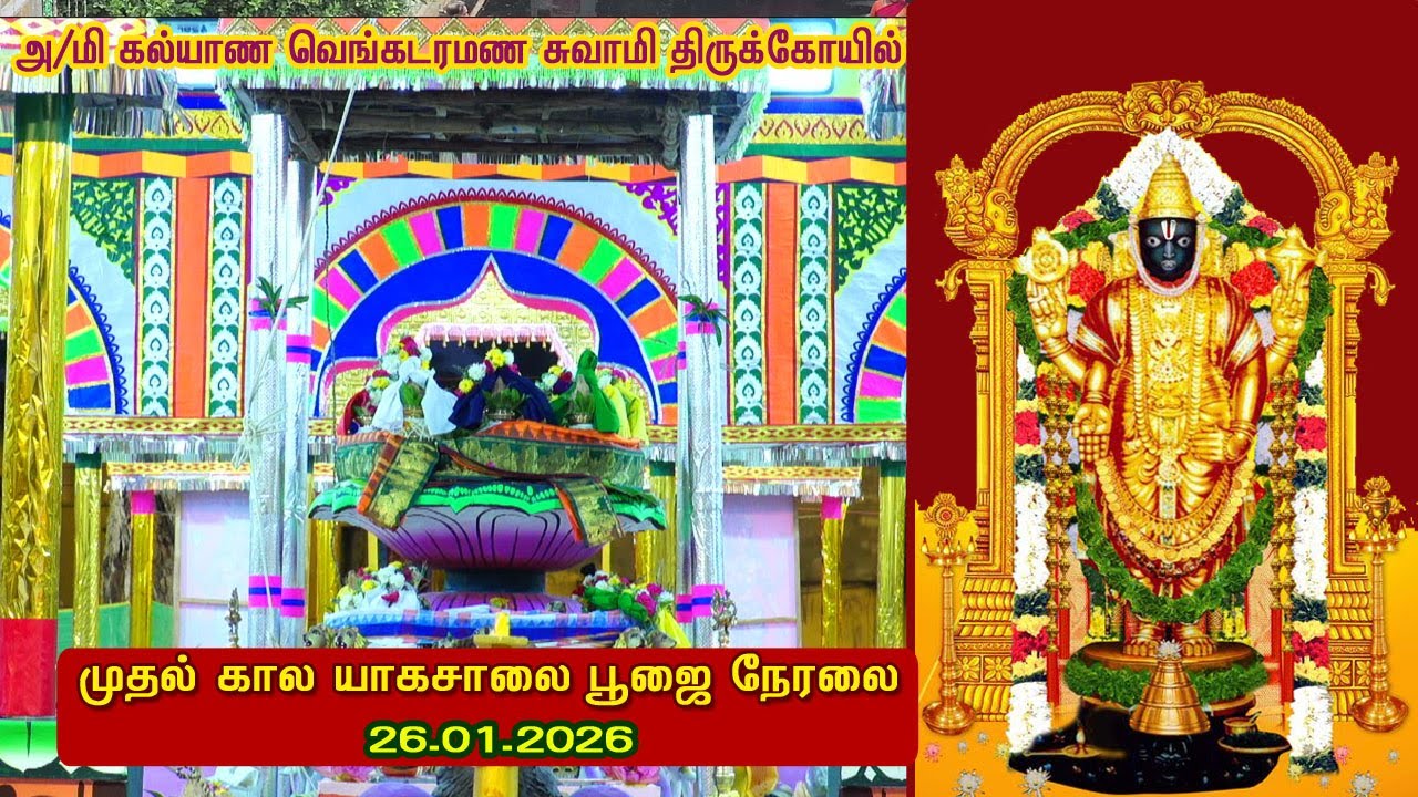 தான்தோன்றி மலை அருள்மிகு கல்யாண வெங்கட்ரமண சுவாமி திருக்கோயில்முதல் கால யாகசாலை பூஜை நேரலை