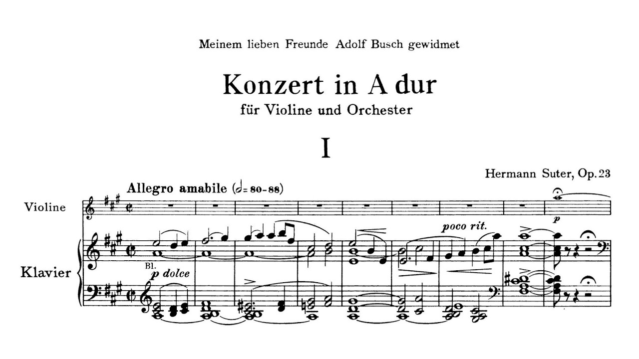 Hermann Suter &ndash; Violin Concerto, in A major (Orchestral Score + Piano Reduction)