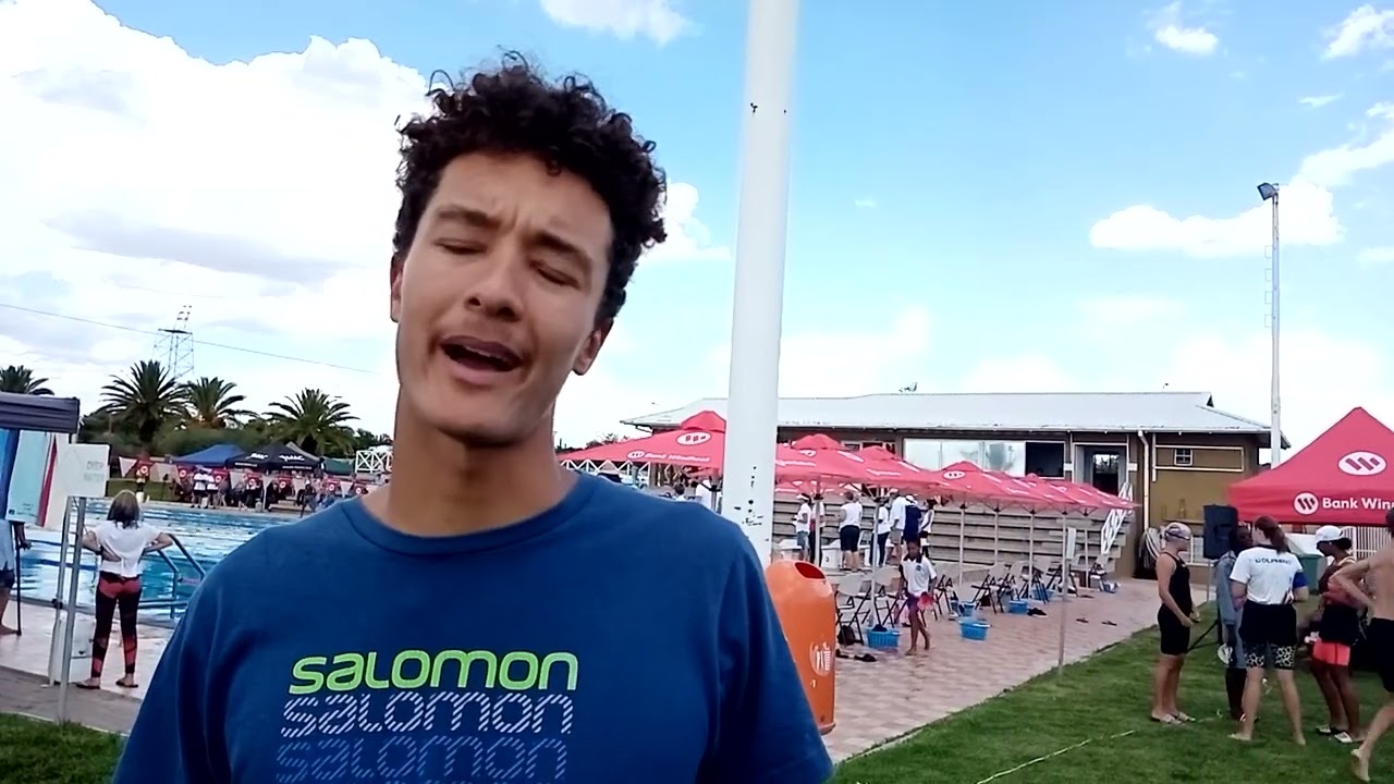 Top Namibian swimmer Ronan Wantenaar interviewed at the fourth Bank Windhoek Long Course Gala.