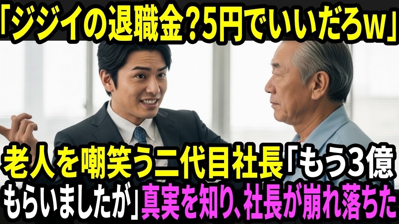 「ジジイの退職金？5円でいいだろw」45年尽くした社員を嘲笑う二代目社長――「構いません、すでに3億振り込まれてますので」その瞬間、社長室で地獄が始まった