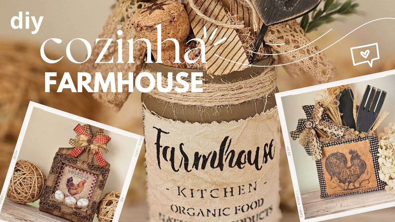 DIY | FAÇA DECORAÇÃO PARA SUA COZINHA | FARMHOUSE DECOR| ARTESANATO CHIQUE E FÁCIL