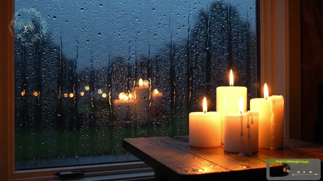 Rain on Window & Candlelight 🔥 Cozy Living Room Ambience for Sleep 1 Hours