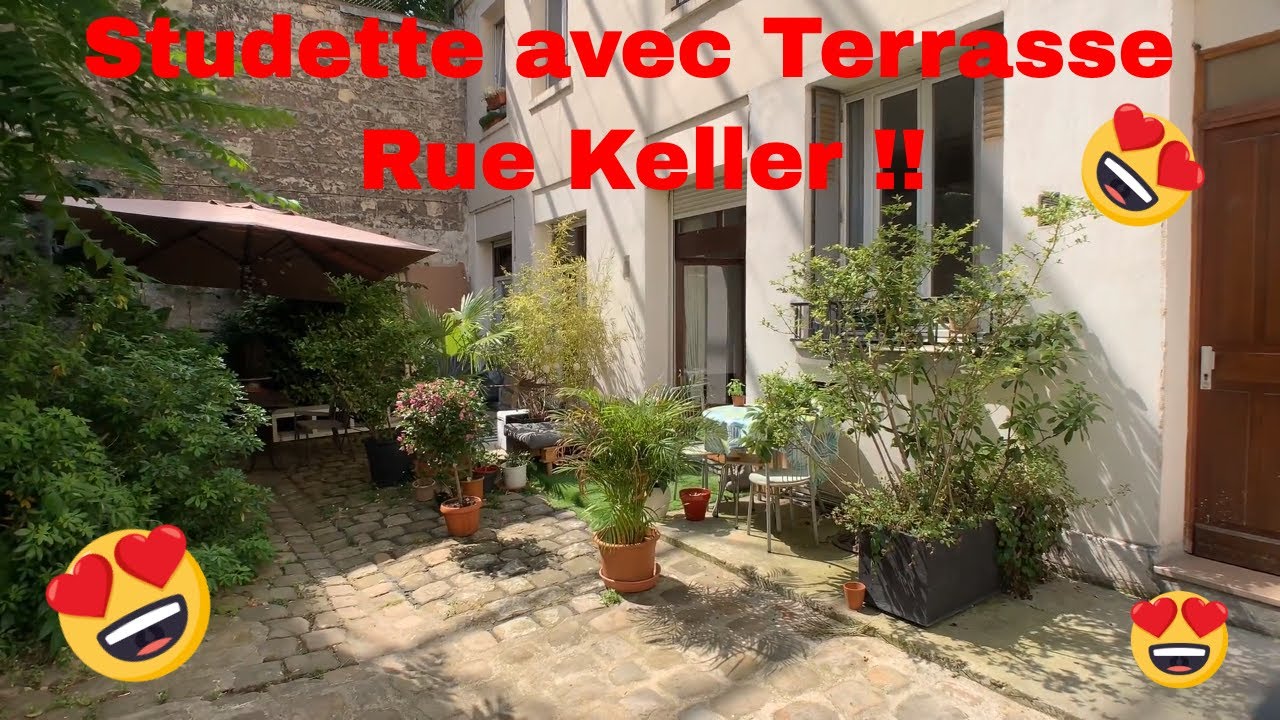 Studette avec terrasse rue Keller dans le 11ème.