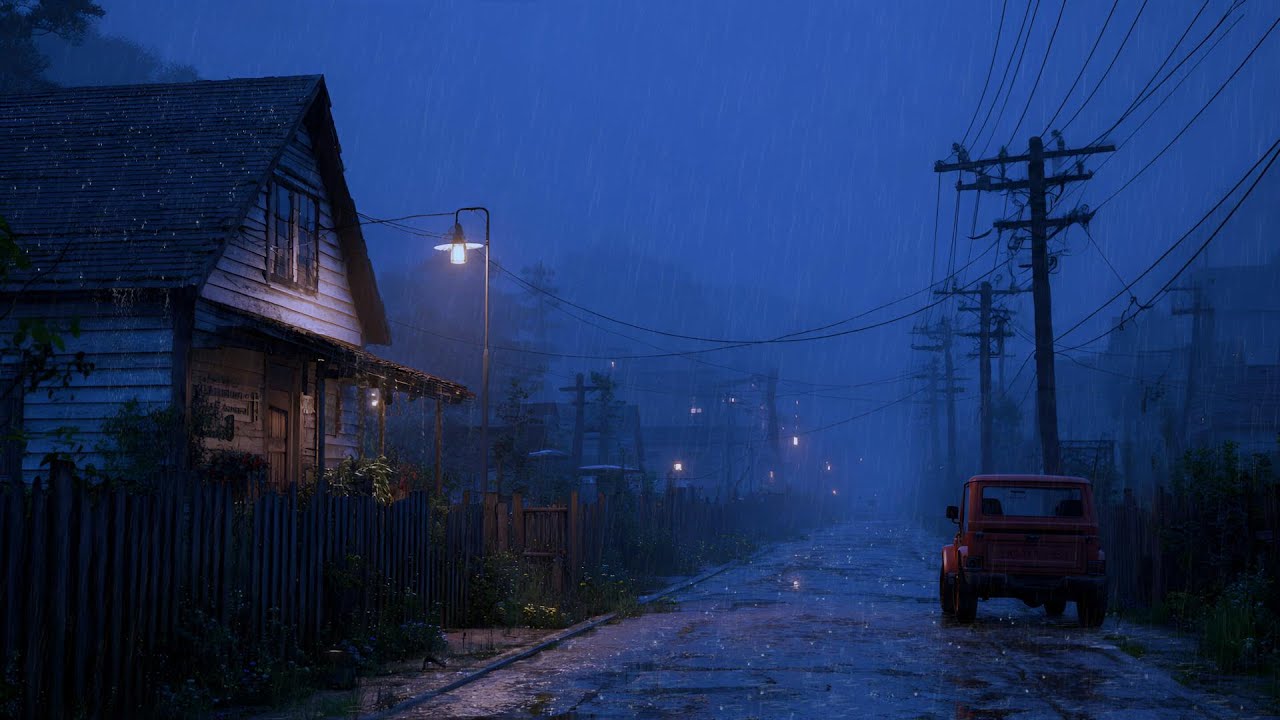 Calm Midnight Rain on an Empty Country Road | Soothing Night Rain Ambience