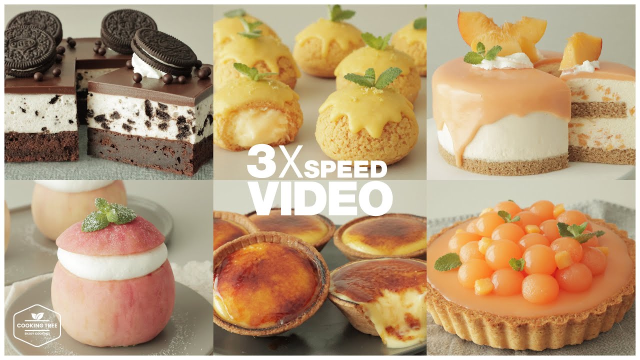 (136) 3x Speed 케이크 디저트 베이킹 영상 | Cake Dessert Baking Video | Peach Cake, Oreo Brownie | Cooking tree