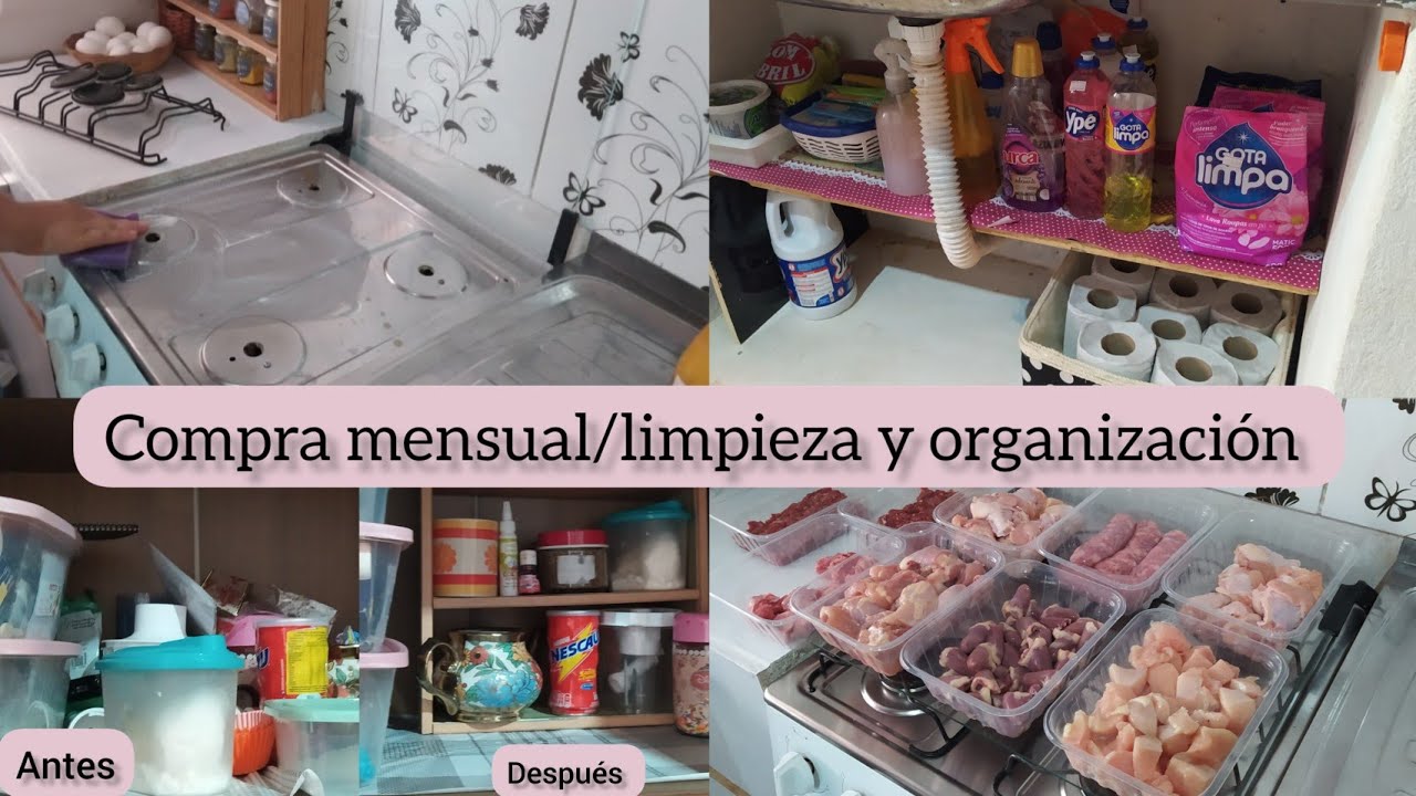 compra mensual 🛒 limpieza y organización en mi cocina después del baby shawer ✨😍