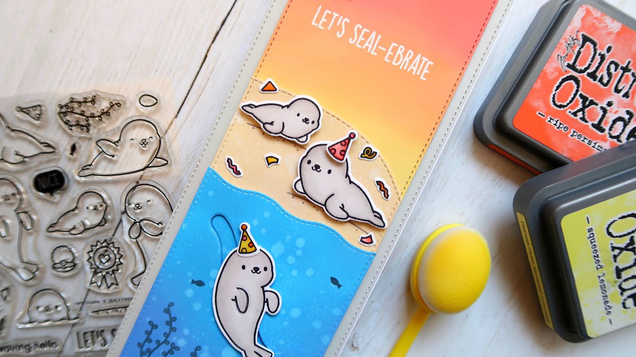 Creating A Slimline Slider Card Feat. Heffy Doodle Sealy Friends