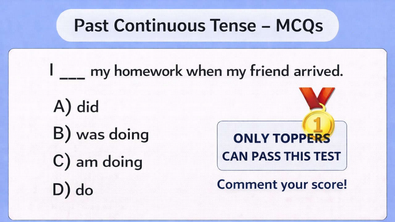 Past Continuous Tense Mcqs || English Grammer Quiz || Episode 10