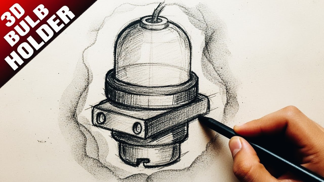 Bulb Holder Drawing Step By Step | Product Design Tutorial [Tabrez Arts]