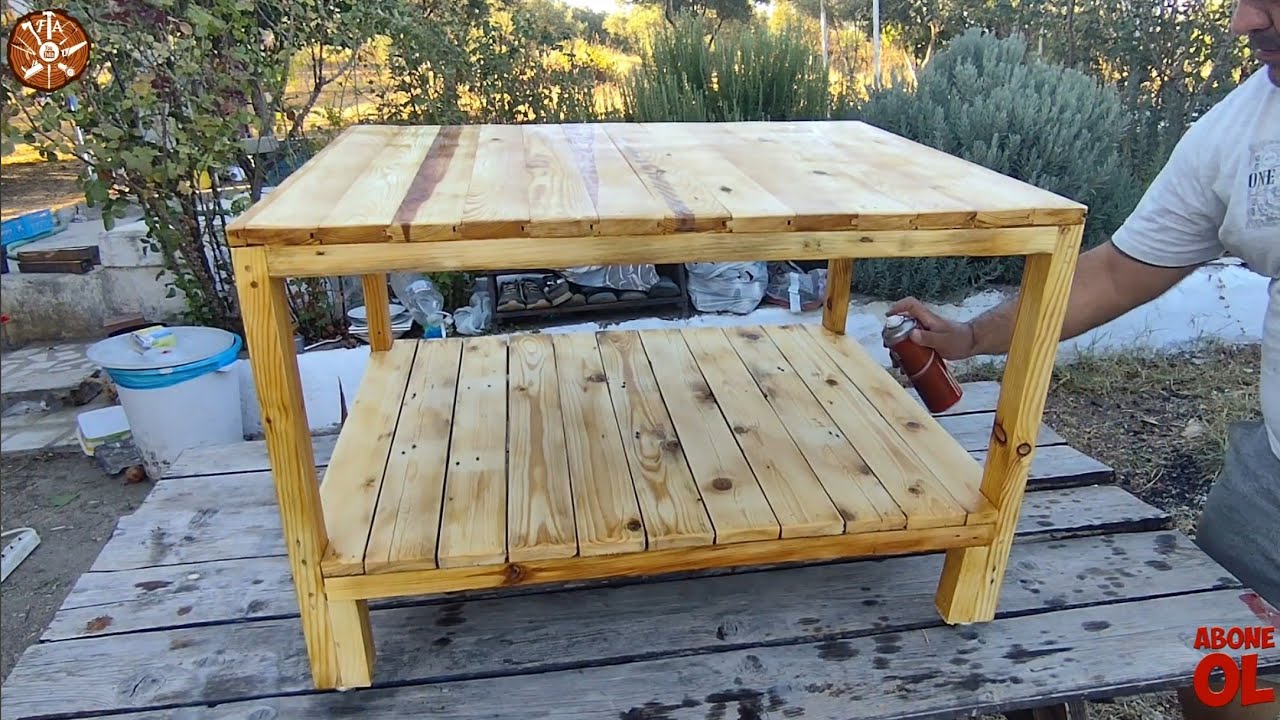 Making a Coffee Table From Pallets /Paletten Orta Sehpa Yapımı /Artan Parçalardan Sehpa Woodworking 