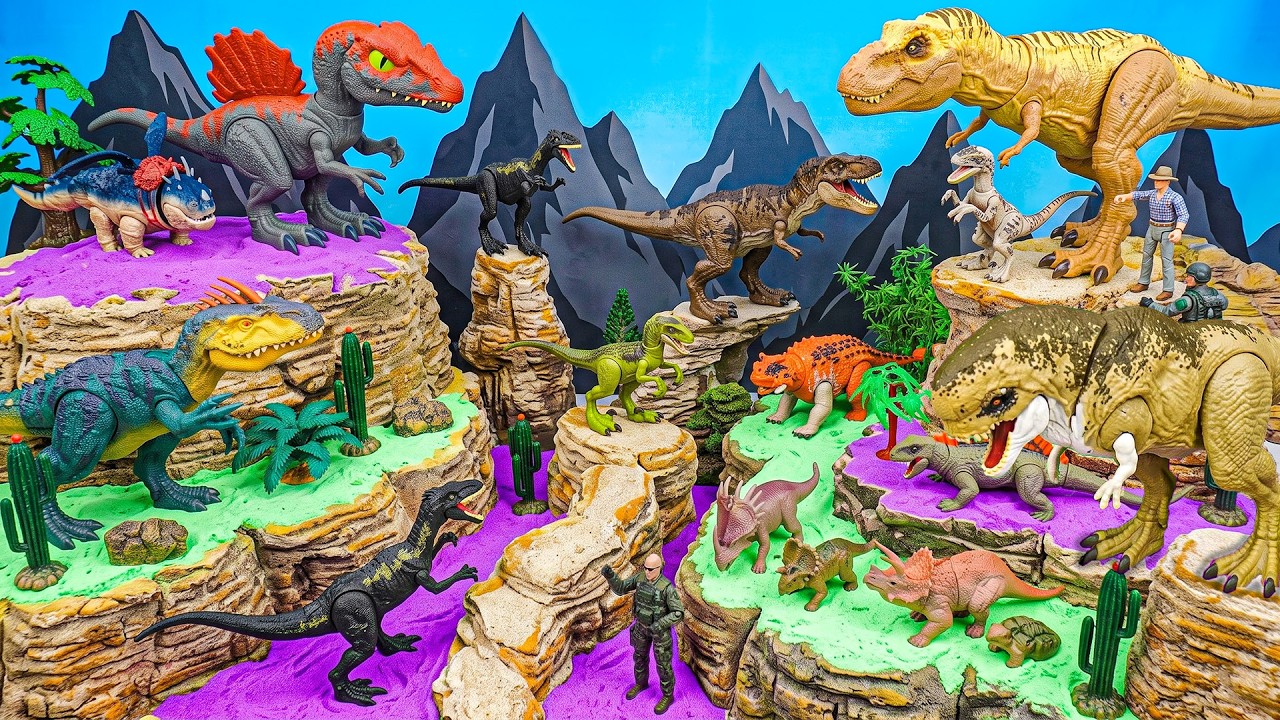 Jurassic Park Diorama for Dinosaurs! Desert Canyon - Tyrannosaurus Rex Spinosaurus Velociraptor