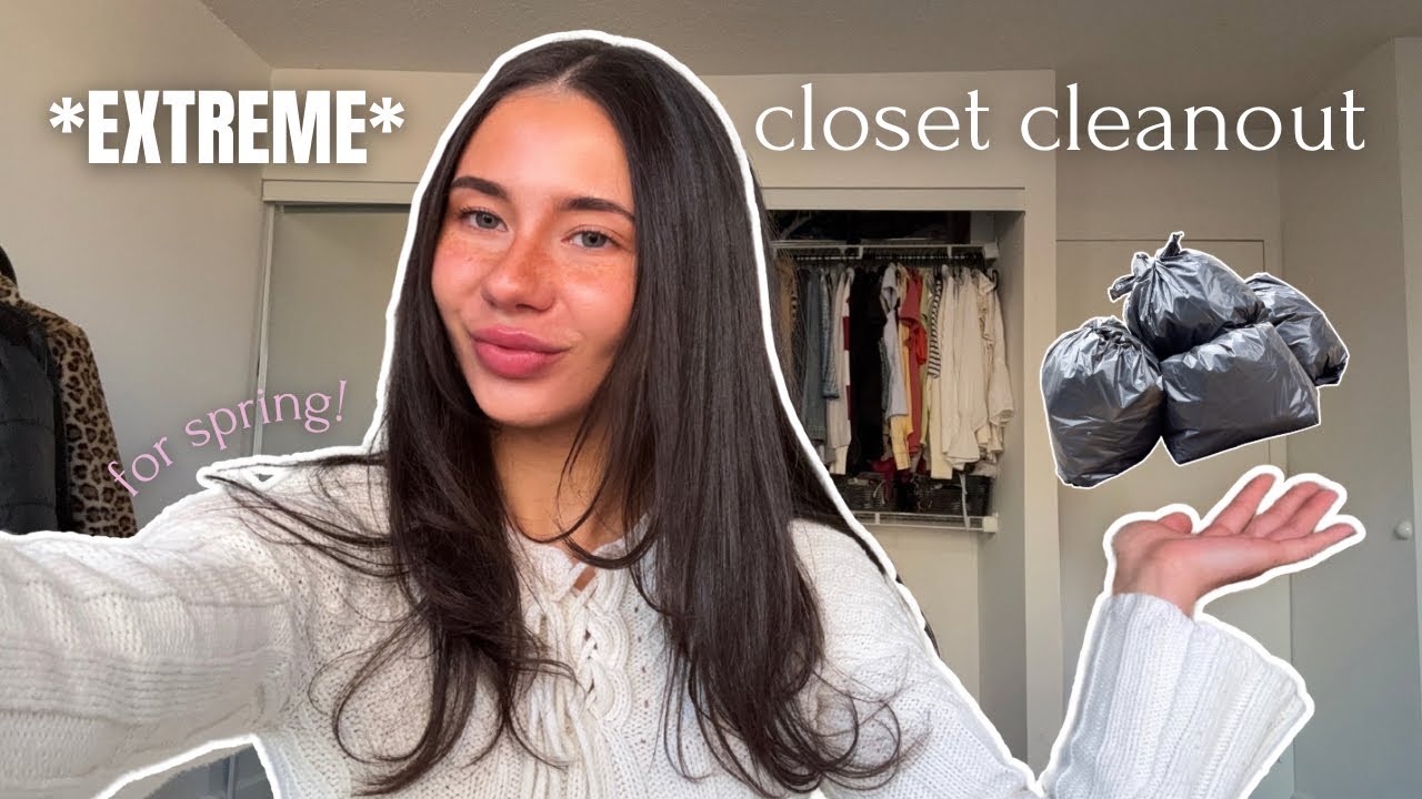 EXTREME SPRING CLOSET CLEANOUT | trying on everything i own (+ organizing & cleaning) ✰🧺✰