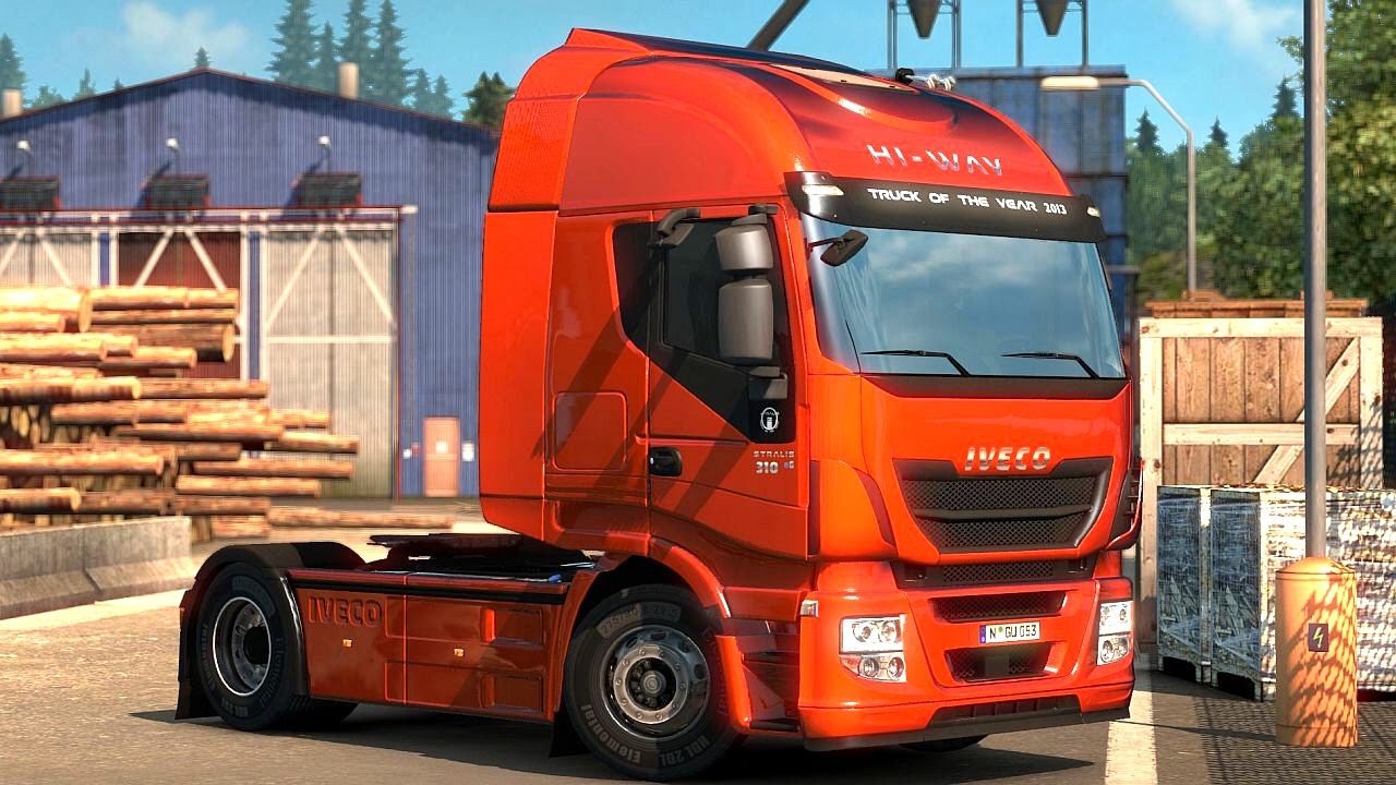 Euro Truck Simulator 2 Scandinavia DLC - Iveco Stralis Hi-Way Picking Up a Trailer