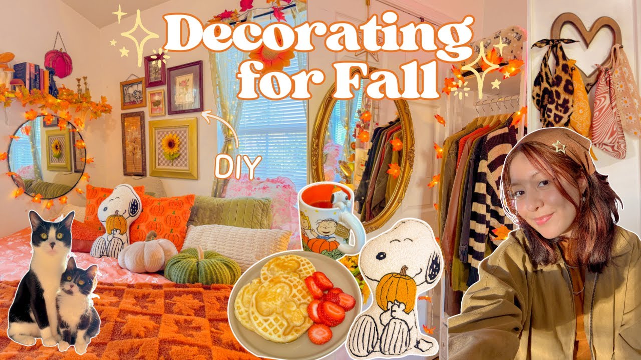 ✨Decorating for FALL✨cute DIYs + cozy bedroom ideas 🧸🍁