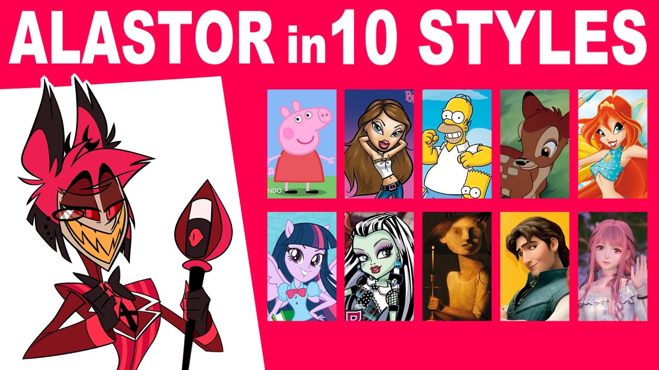 I tried drawing ALASTOR in 10 different styles! - Hazbin Hotel