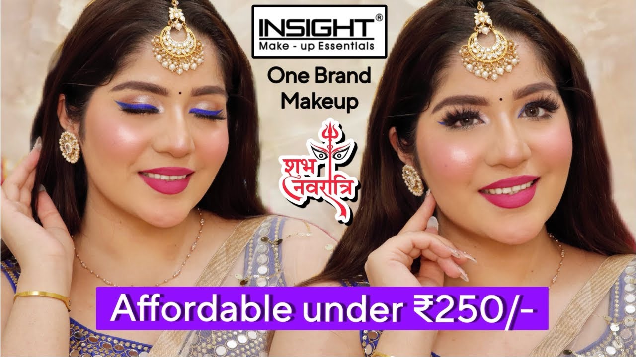 Insight Cosmetics One Brand Makeup Tutorial | *UNDER ₹250* 🤩 Navratri Makeup Look-5 🕉 💙
