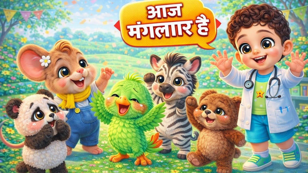 #aajmangalwarhai | आज मंगलवार है | chuhe ko bukhar hai| #kidsrhymes| hindi rhymes | uyi uyi | poems