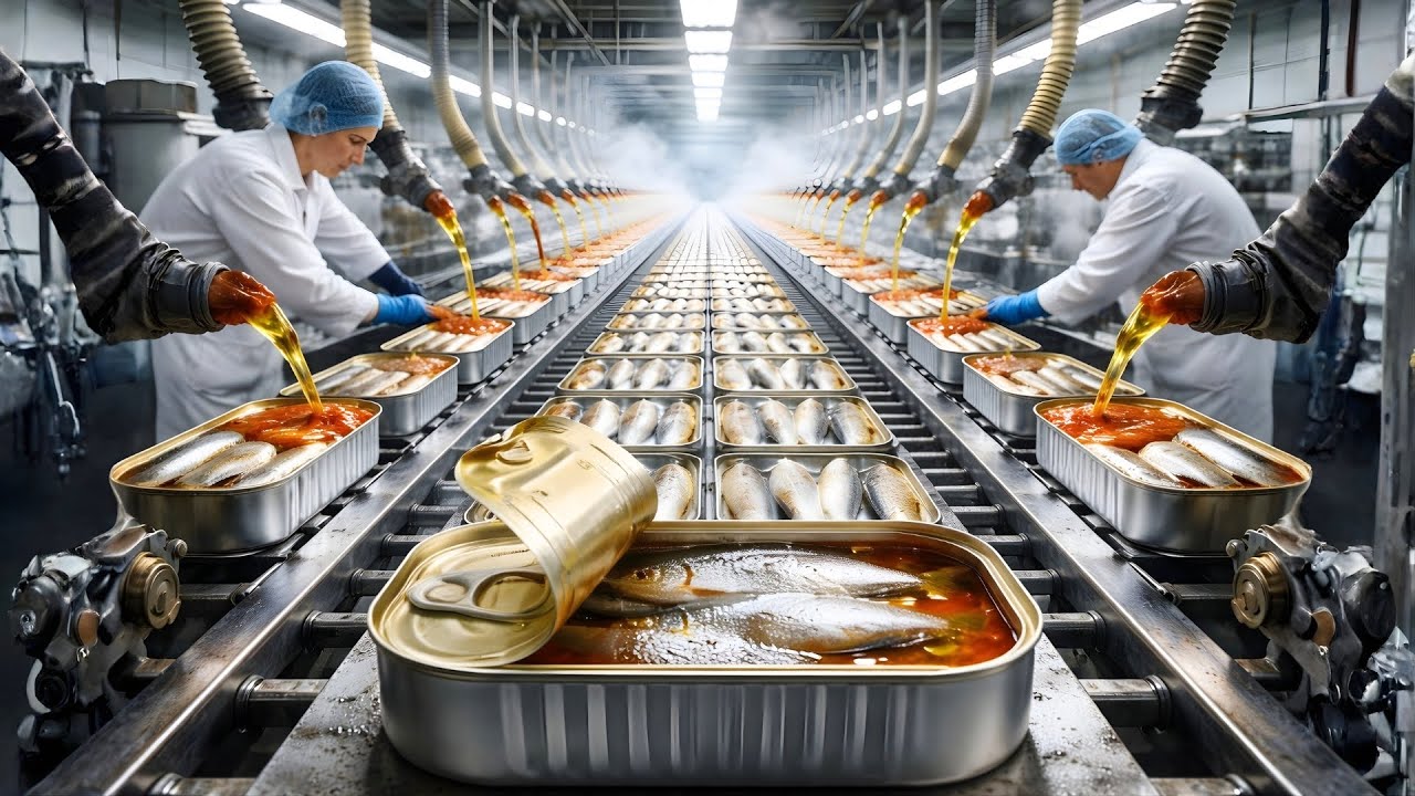 How Millions of Canned Sardines Are Produced Daily - Inside an Automated Sardine Canning Factory