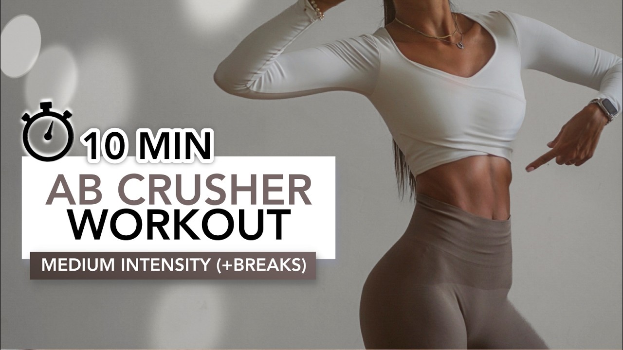 10 MIN MEDIUM AB CRUSHER WORKOUT (With Breaks) | Flat & Toned Belly, Ab Lines | Eylem Abaci