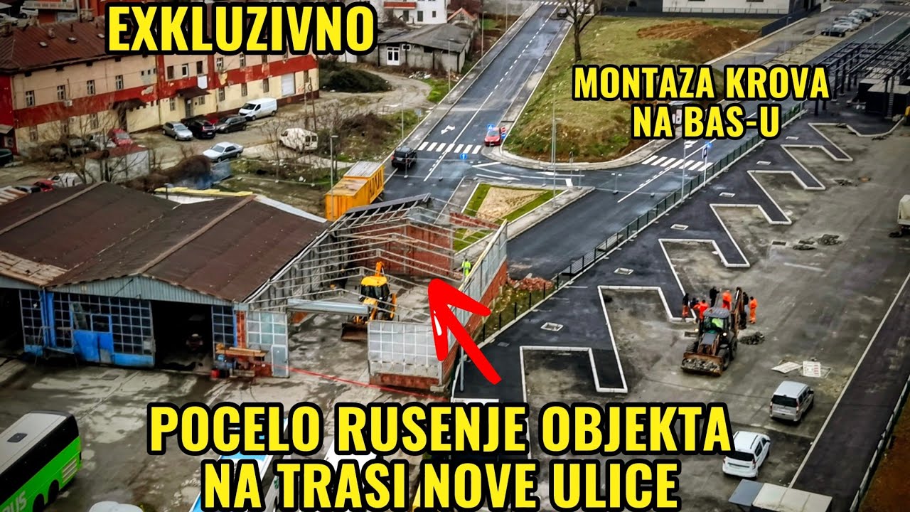 EXKLUZIVNO POCELO RUSENJE OBJEKTA NA PRAVCU ULICE KOD BAS STANICE JUG BEOGRAD,POCINJE MONTAZA KROVA
