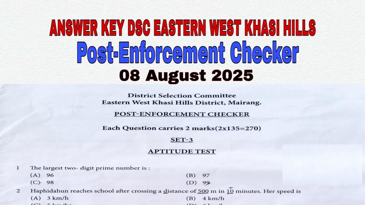 Answer Key Post  Enforcement Checker  |DSC Eastern West 09 Aug 2025 @pisenseo 