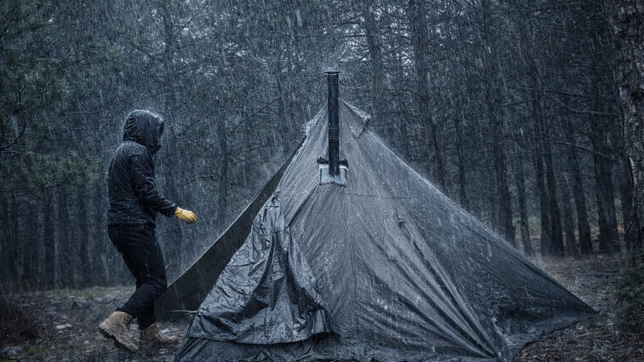 Surviving the Rain: Epic Bushcraft Adventure in the Wild!