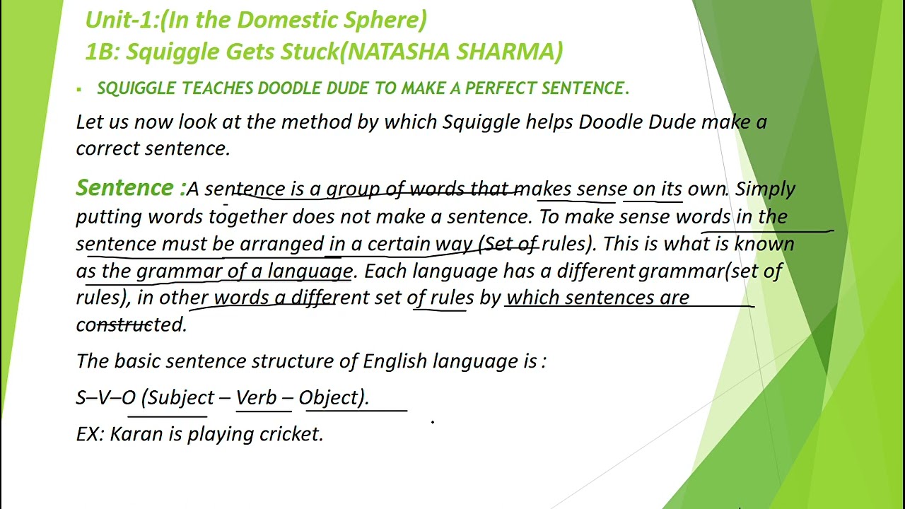 Unit-1:(In the Domestic Sphere)1B:SQUIGGLE GETS STUCK-Part-2