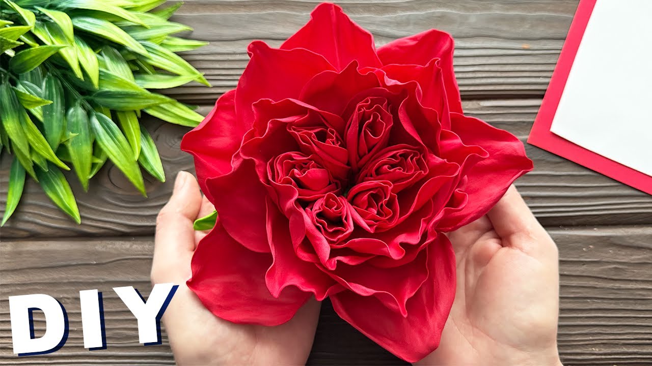 Easy Idea! Flower Peony Rose from EVA Foam Easy Flowers DIY Tutorial Crafts