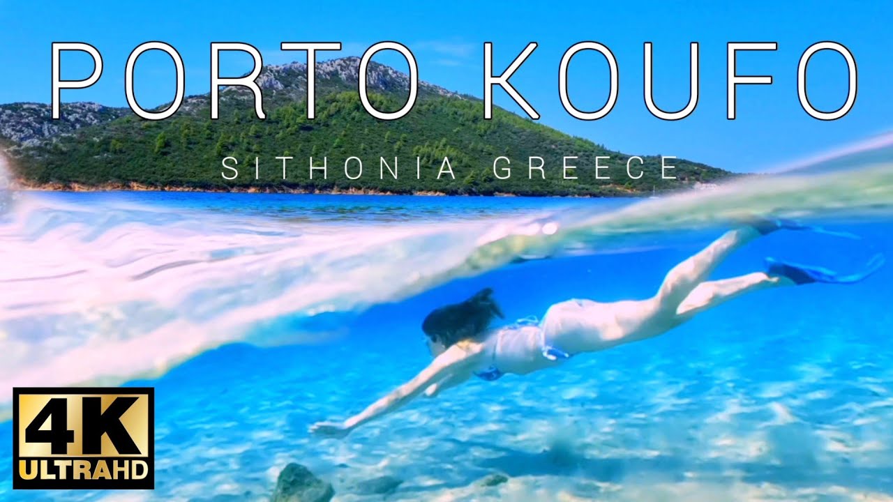 Exploring Porto Koufo Beach | Paradise in Greece part 1  swimming & snorkeling 4k 2022