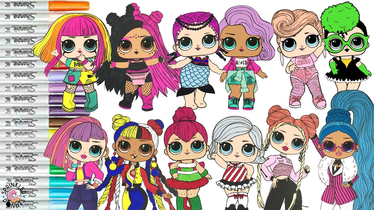 LOL Surprise Coloring Book Compilation Color Swap OMG Roller Chick Big Wig Metal Babe Merbaby