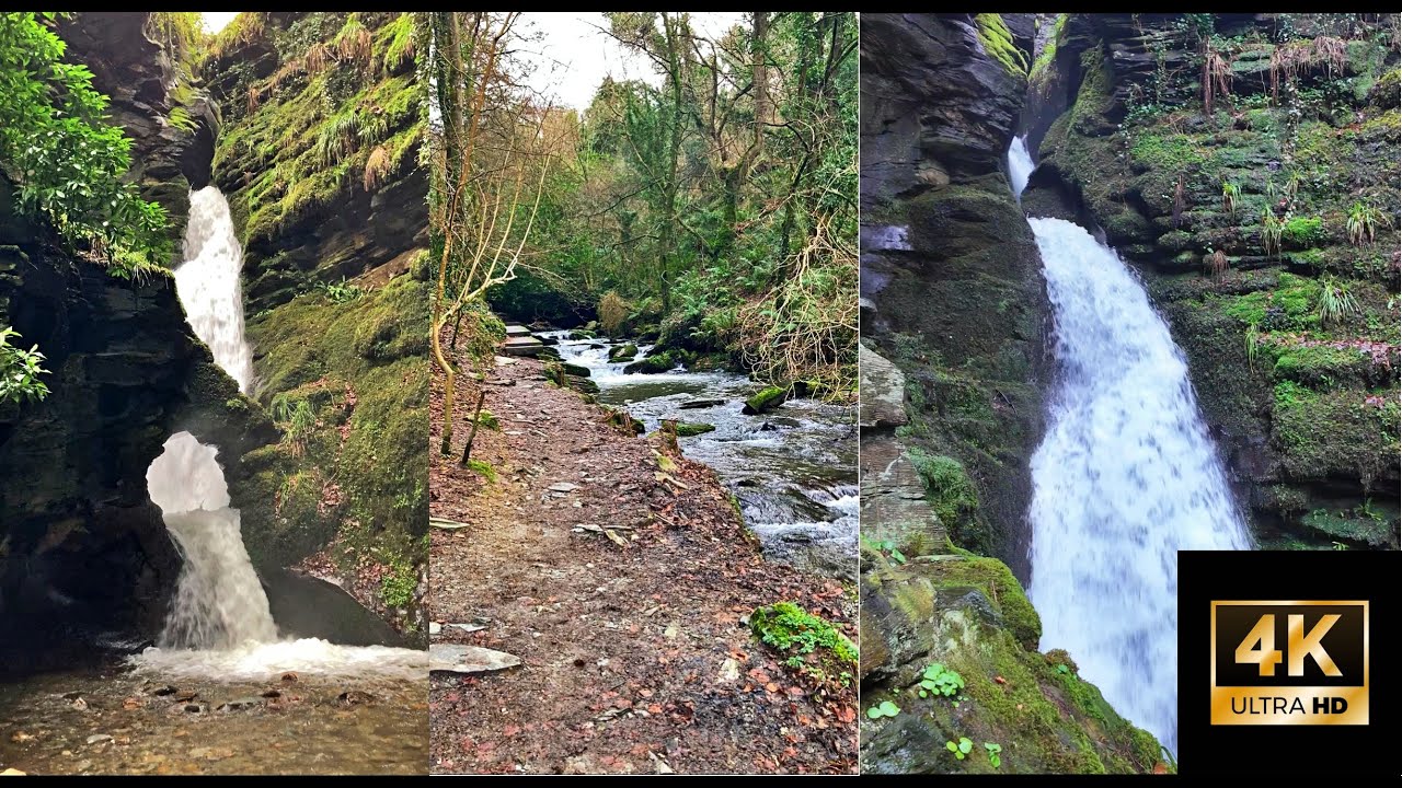 [4K] Beautiful Walk in St Nectan’s Glen Waterfall – Cornwall