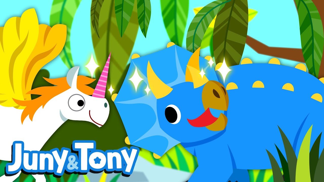 The Horned Dinosaurs | Do You Have Horns? | Dinosaur Songs for Kids | Nursery Rhymes | JunyTony