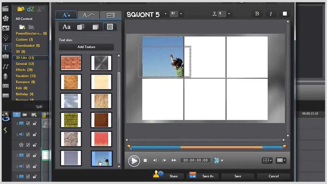 Six 3D Image Cubes Effect - PowerDirector10/11 Tutorial