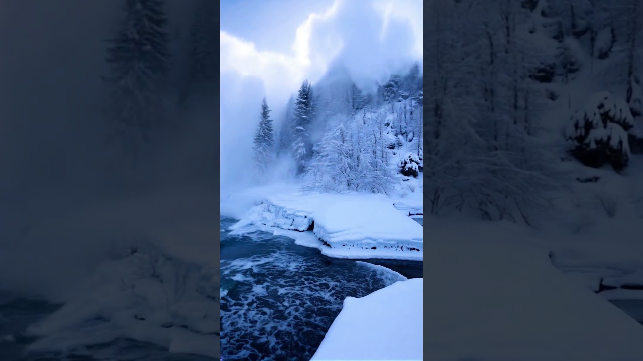 ❄️🌊 When Snowy Mountains Meet the Sea! Epic Nature Combo! 🏔️✨ #sea #snow #mountains #ai #waves #life