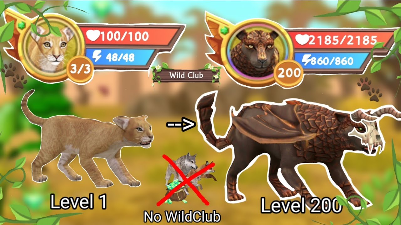WildCraft Львица с 1 по 200 уровень🦁|| ❌Без WildClub❌|| От малыша до взрослого