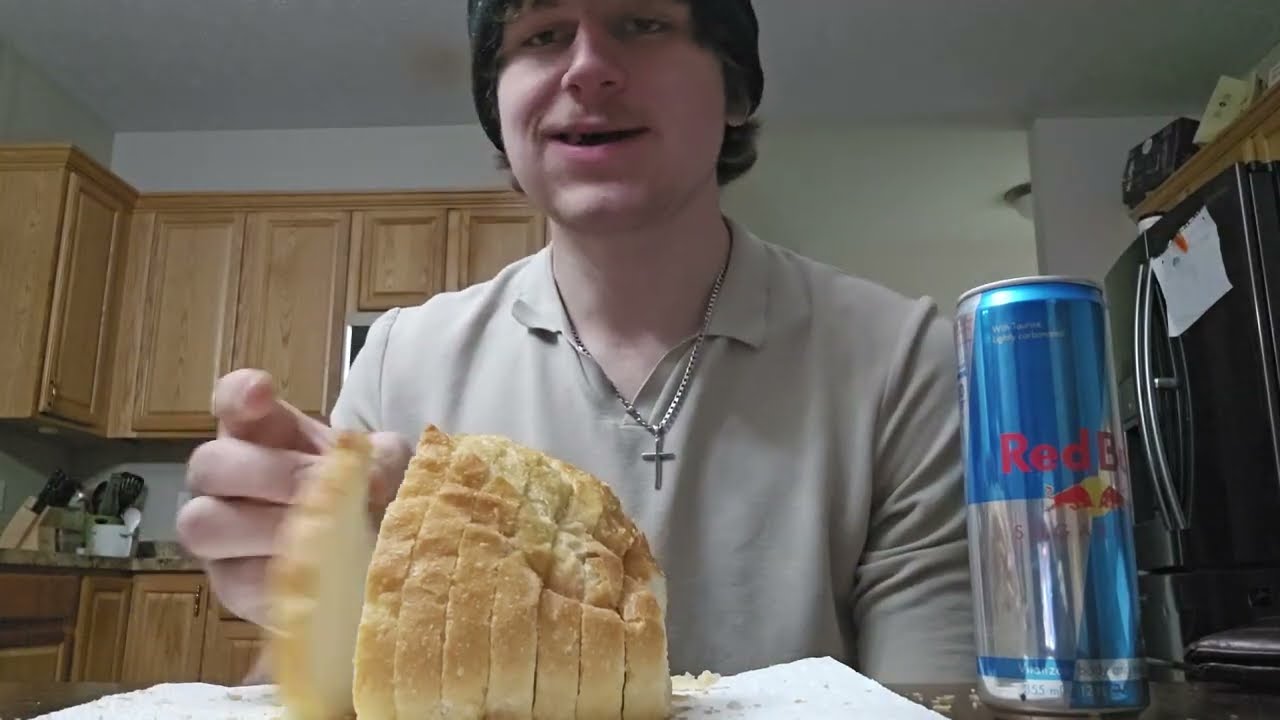 eating a loaf of sourdough bread