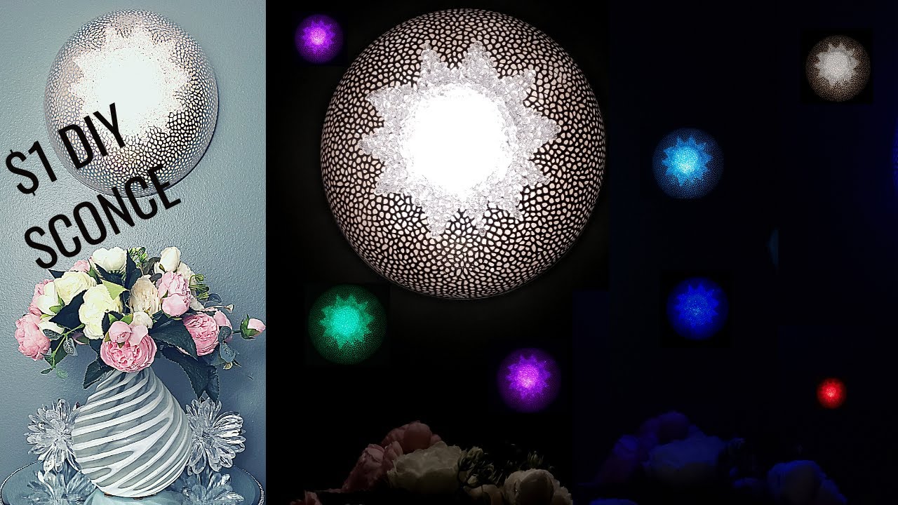 $1 Easy Dollar Tree DIY Glam Crystal Wall Sconces || DIY Dollar Tree Wall Lamp