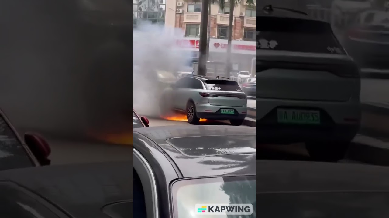 Shocking Footage: Electric Car Battery Ignites! | EV Fire Disaster
