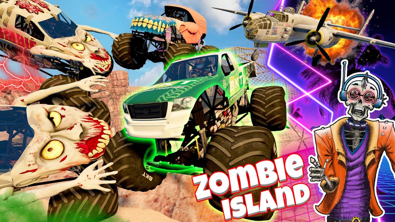 Monster Jam INSANE Racing, Freestyle, and High Speed Jumps LIVE | Zombie Island #17 | Grave Digger