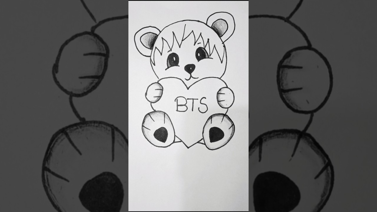 beautiful doll drawing with BTS # Shorts #Art #Drawing #Doll drawing easy #little doll # Shortsfeed