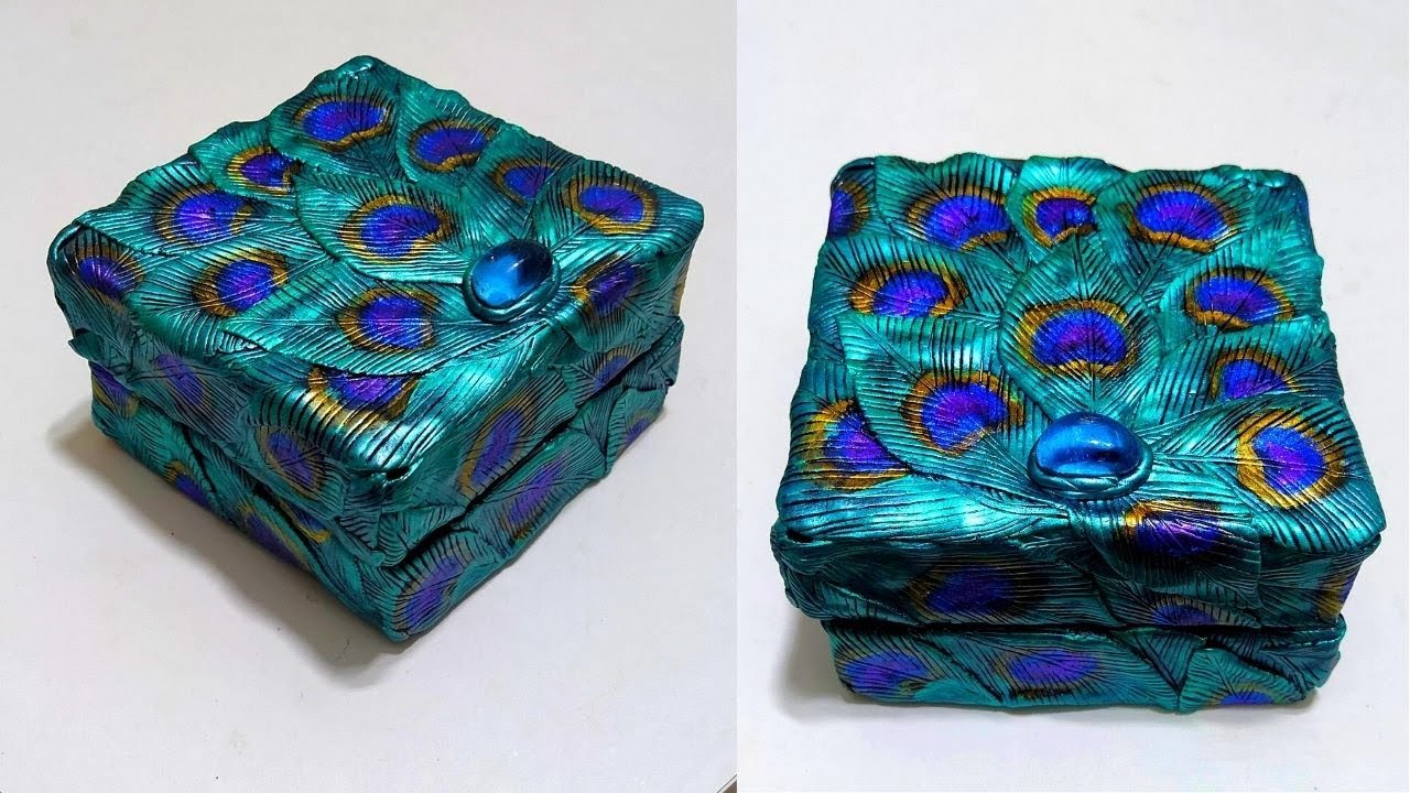DIY Cardboard Craft | Peacock Design Jewelry Box