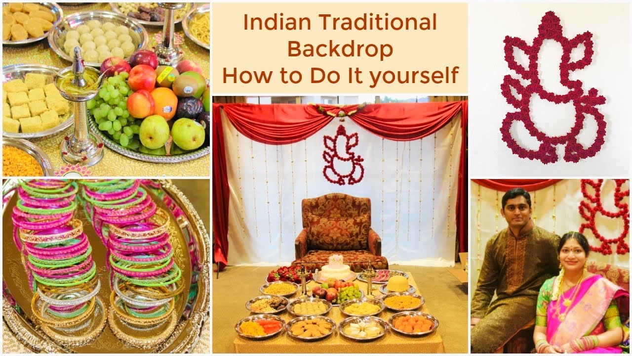 Sreemantham decoration USA/Indian Baby Shower Decoration/DIY Indian traditional backdrop/ DIYGanesha