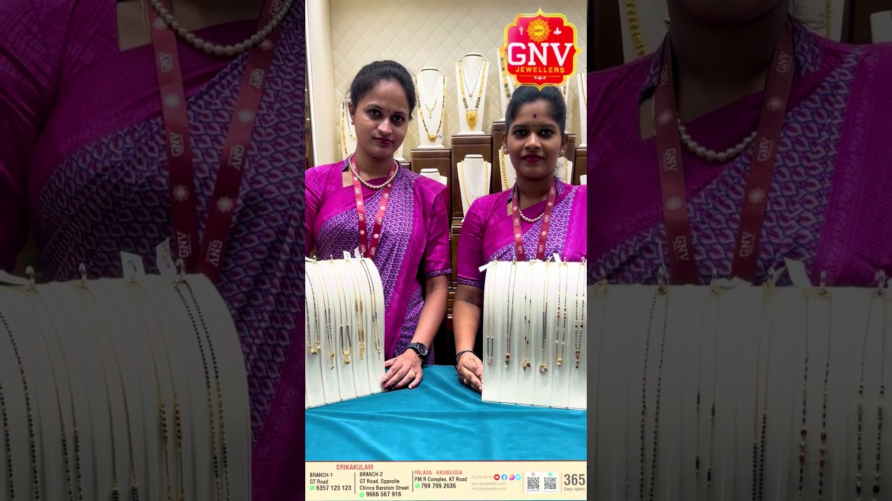 Lightweight Black Beads Mangalsutra in 916 Gold | Starting From 3 Grams | GNV Jewellers