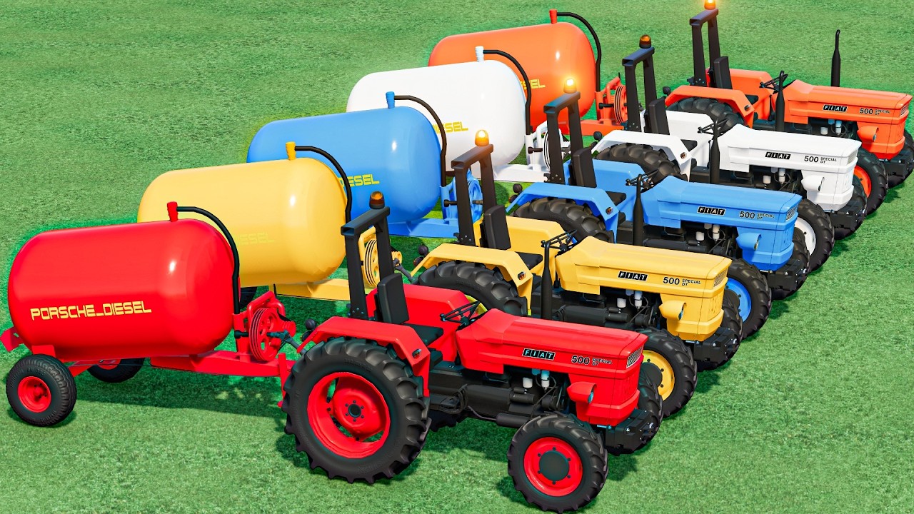 Tanker Work With Mini Fiat Tractor - Transporting All Colors | Farming Simulator 22