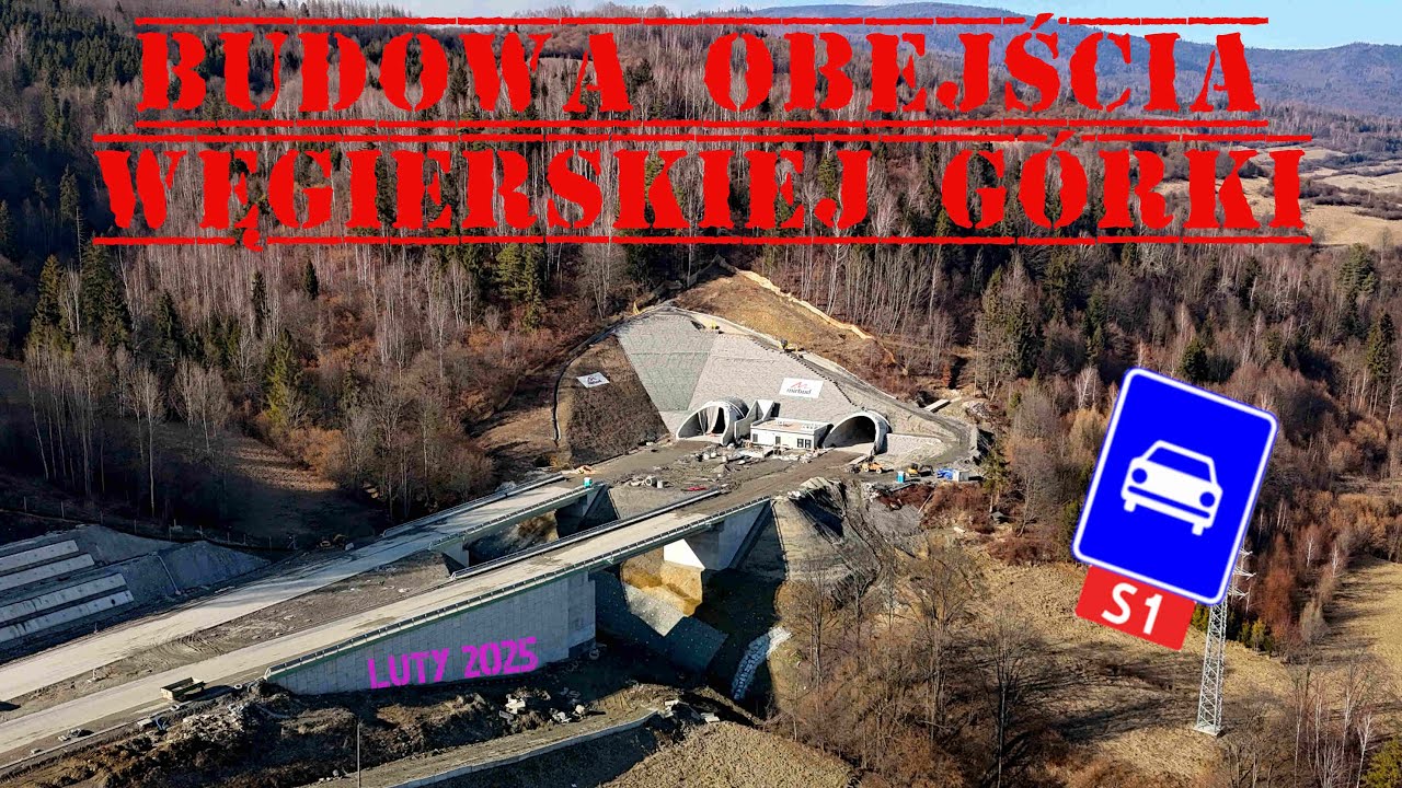 Budowa obejścia Węgierskiej Górki (S1 Przybędza-Milówka) LUTY 2025 [DRON][4K]
