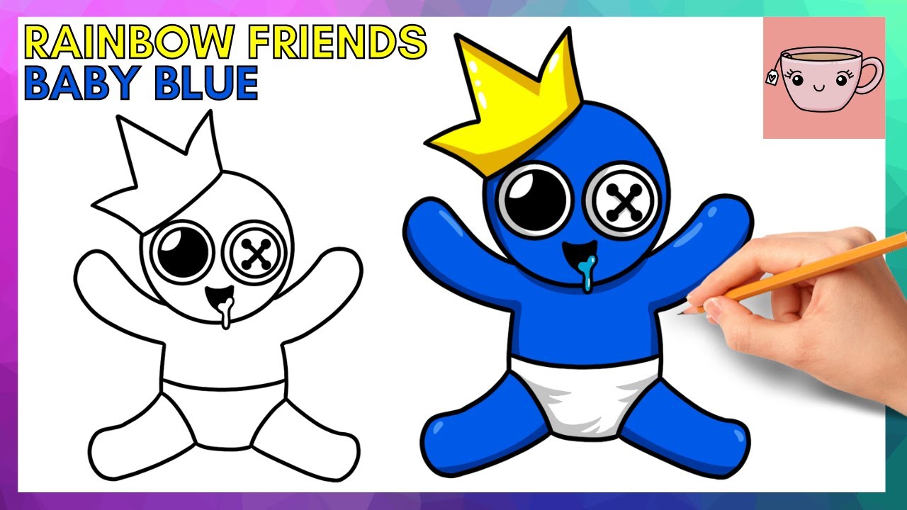 How To Draw Baby Blue from Rainbow Friends | Concept Art | Cute Step By Step Drawing Tutorial