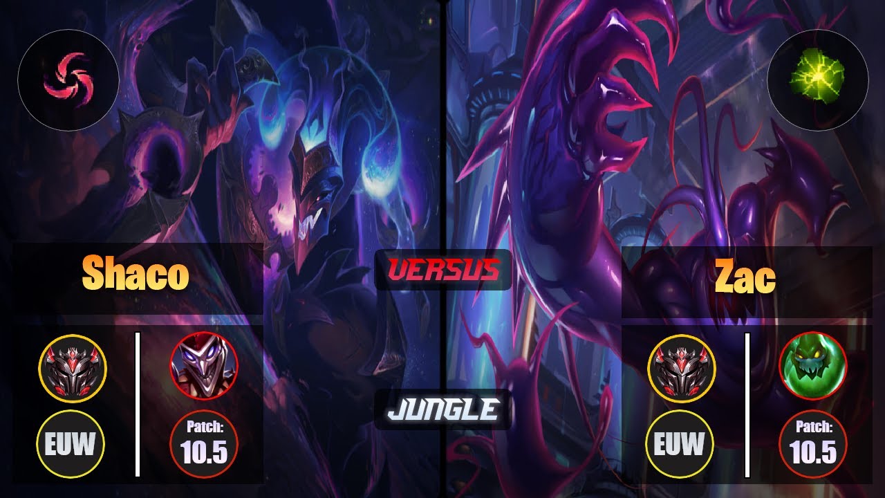 GrandMaster SHACO [Hail of Blades] (Jungle) VS  ZAC - Grandmaster EUW Patch 10.5