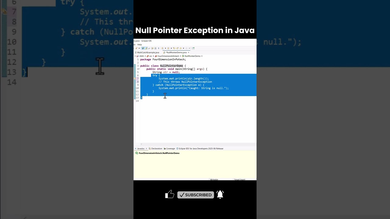 Null Pointer Exception in Java | Easy Explanation with Eclipse Example